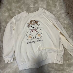 NWT Zoe + Liv Cream Country Music Bear Sweatshirt